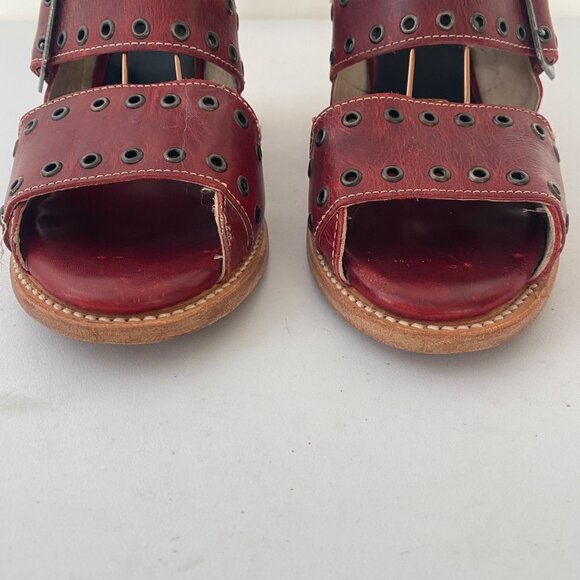 Freebird Blake Shoes Sandals w Heel Buckles Red - Picture 3 of 10